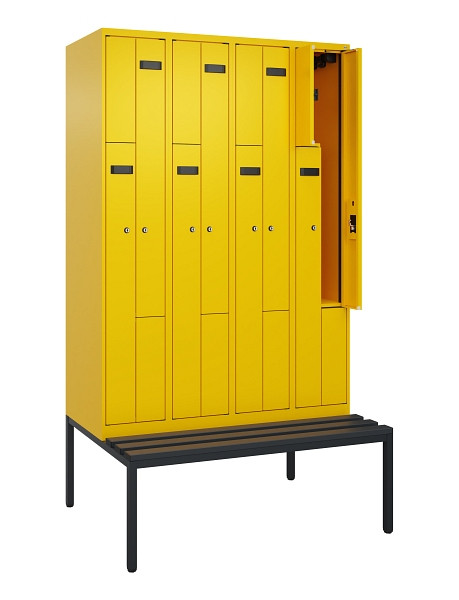C+P Z-Spind Evolo PLUS, 8 Fächer, 2120x1200x815mm, 1023/1023, Zylinderschloss, Material Sitzfläche Kunststoff, Sitzbank, 0490537-408 S10103