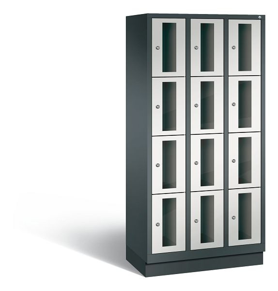 C+P Schließfachschrank Classic, 12 Fächer, H1800xB900xT500 mm, Anthrazit/Grau, 8020A304 S10021