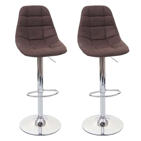 Mendler 2er-Set Barhocker HWC-A67, Barstuhl Tresenhocker, vintage dunkelbraun, Textil, 74295