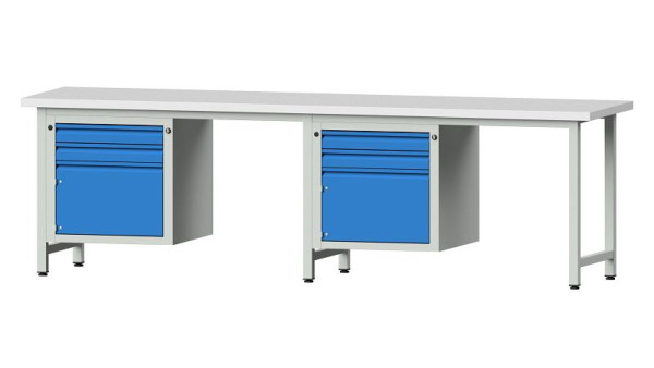 ANKE Werkbänke Kombiwerkbank, Modell 732 E, 2800 x 700 x 840 mm, RAL 7035/5012, KSP 40 mm, 511.002