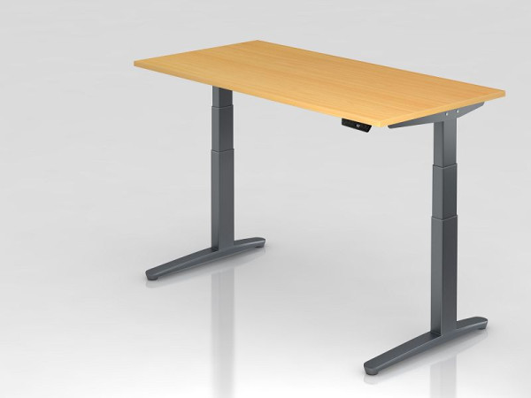 Hammerbacher Sitz-Steh-Schreibtisch elektrisch 160x80cm Buche/Graphit, Rechteckform, VXBHM16/6/GG