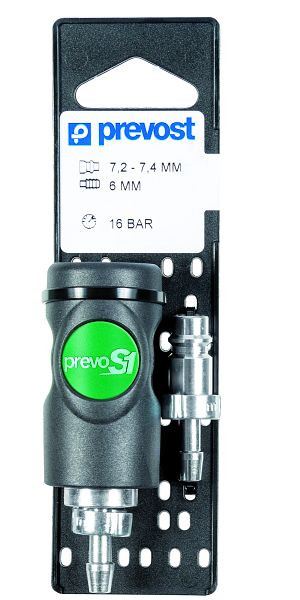 Prevost Kupplung für Schlauchanschluss + Stecknippel + Ohrklemme 7,2-7,4, für Schlauch mit Innendurchmesser 6 mm, REE7 806P