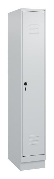 C+P Umkleidespind Classic PLUS mit Mitteltrennwand, Sockel, 1800x300x500mm, 7035/7035, Drehriegel, 0800207-10F S10009