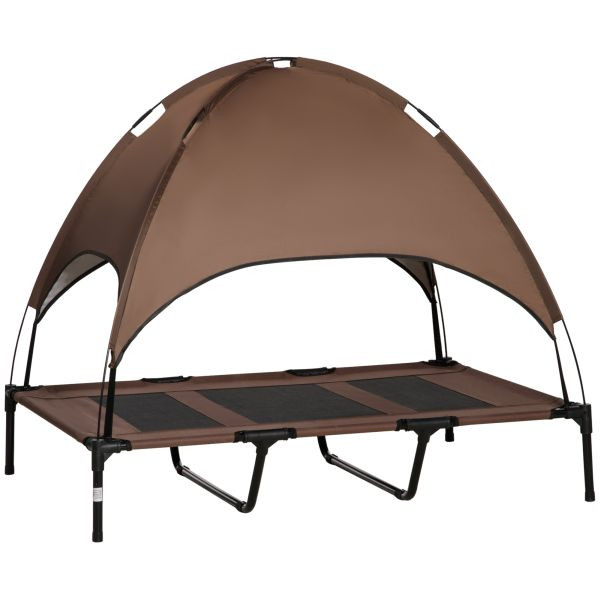 PawHut Haustierbett mit Baldachin Erhöhtes Hundebett Hundeliege outdoor Kaffee, D04-060CF