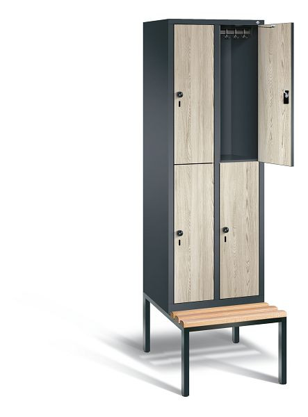 C+P Spind doppelstöckig Evolo, H2090xB610xT815mm, Farbe: Anthrazitgrau / Dekor Sen-Esche, 48350-20 S10313