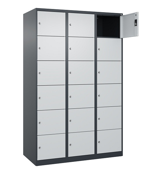 C+P Schließfachschrank Evolo PLUS, 18 Fächer, 1850x1200x500mm, 7016/7035, 049000-326 S10017