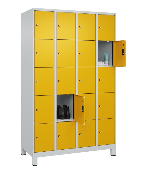 C+P Schließfachschrank Evolo PLUS, mit Füßen, 20 Fächer, 1950x1200x500mm, 7035/1004 Goldgelb, 049010-405 S10000