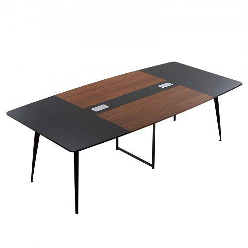 VEVOR Konferenztisch 240x120 cm bootförmig, 6-tlg., für 10 Personen, Metallbeine, für Büro und Konferenzraum, BGHYZCX8FT00WKUN4001V0