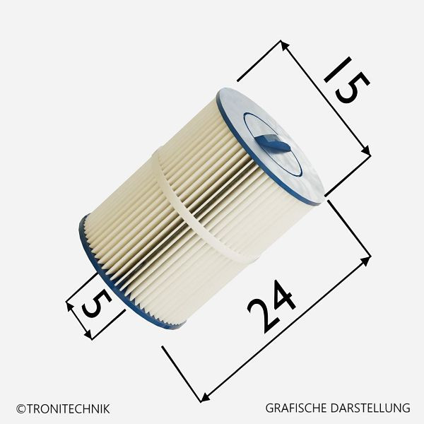 TroniTechnik Filter / Filtereinsatz für Outdoor Whirlpool, Ø Filter komplett: 15,5 cm Ø Bohrung: 4,5 cm Länge Filter: 20,5 cm grobes Gewinde, 3019