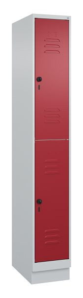 C+P Doppelstöckiger Spind Classic PLUS, Sockel, 1950x300x500mm, 7035/3003, 080320-10 S10001