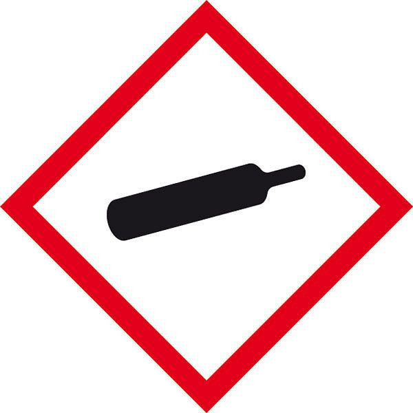 SafetyMarking GHS-Gefahrenpiktogramm, Symbol 04: Gasflasche, BxH 10x10 cm, Folie, selbstklebend, spezieller Oberlächenschutz, 39.0055-04