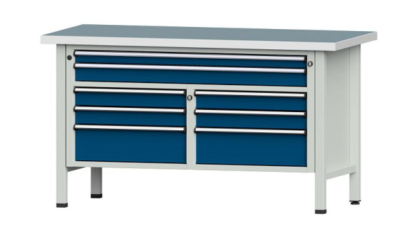 ANKE Werkbänke Kastenwerkbank, Modell 259 V, 1500 x 700 x 840 mm, RAL 7035/5010, UBP 40 mm, 304.152