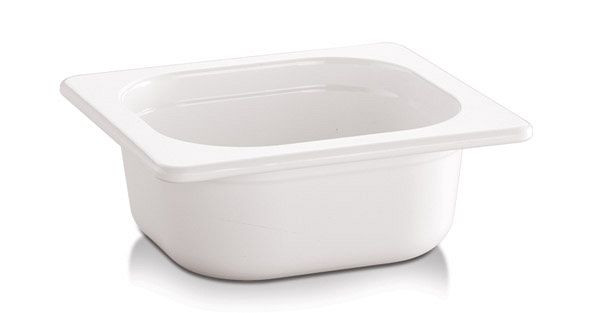 APS GN 1/6 Behälter -ECO LINE-, 17,6 x 16,2 cm, Tiefe: 65 mm, Melamin, weiß, 0,8 Liter, 83749