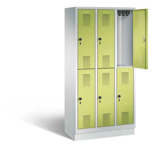 C+P Spind doppelstöckig Evolo, H1800xB900xT500mm, Farbe: Lichtgrau / Viridingrün, 48320-30 S10505