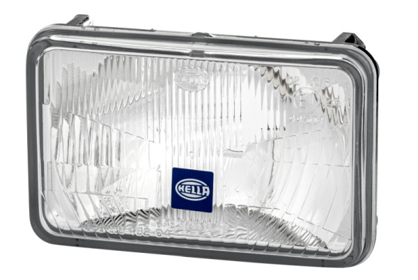 HELLA Halogen-Scheinwerfereinsatz, Hauptscheinwerfer, 12V, rechteckig, Einbau, ECE-R20/E1 44504, glasklar, Flachstecker, rechts/links, 1AB 006 977-021