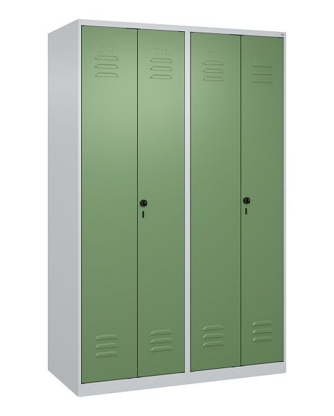 C+P Umkleidespind Classic PLUS, Doppel-Spind, 4 Abteile, 1850x1200x500mm, 7035/6011, Drehriegel, 080002-40P S10008