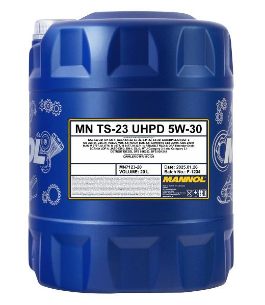 MANNOL Motorenöl 7123 TS-23 UHPD 5W-30, VE: 20 l, MN7123-20