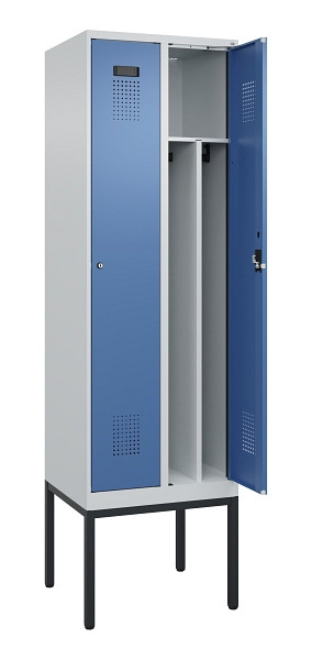 C+P Spind Evolo PLUS, Gestell, 2 Abteile, 2120x600x500mm, 7035/5023, Verschluss Zylinderschloss, 0490307-20F S10035
