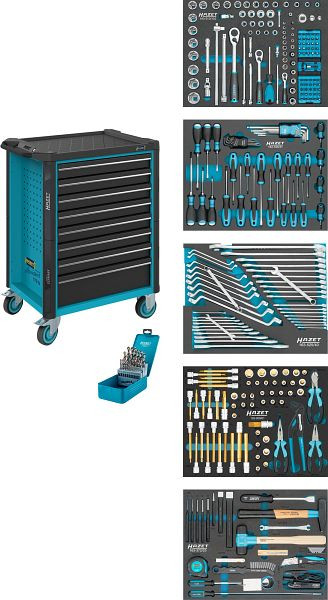 Hazet Werkstattwagen Assistent, Schubladen, flach: 7x81x522x398 mm, Schubladen, hoch: 1x166x522x398 mm, Anzahl Werkzeuge: 314, 179N-8/314