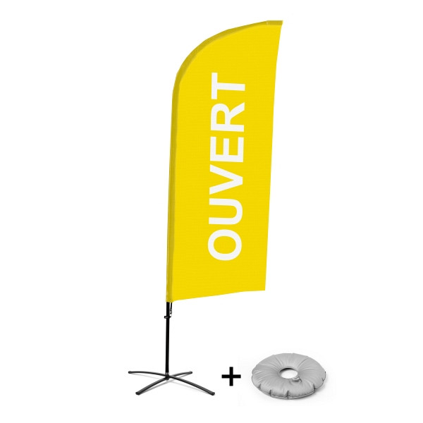 Showdown Displays Beachflag Alu Wind Komplett-Set Geöffnet Gelb Französisch Kreuzständer, BFAW310-CB30-WB-I492