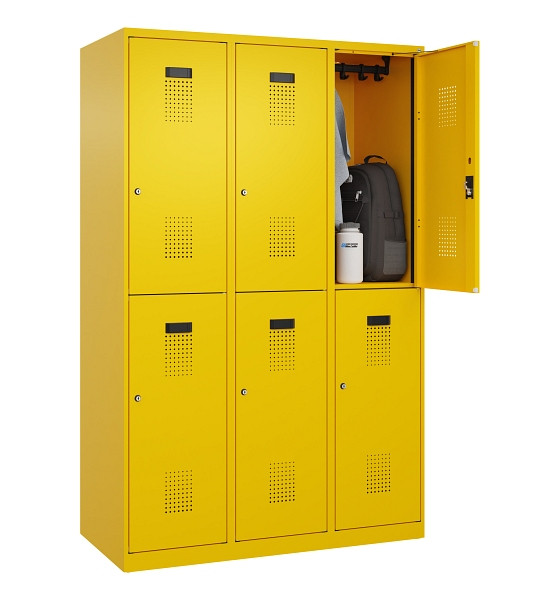 C+P Doppelstöckiger Spind Evolo PLUS, 6 Fächer, 1850x1200x500mm, 1023/1023, Zylinderschloss, 049300-32 S10049