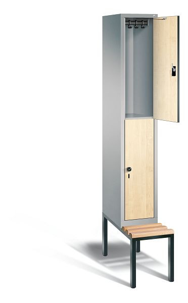 C+P Spind doppelstöckig Evolo, H2090xB320xT815mm, Farbe: Weißaluminium / Dekor Donau-Ahorn, 48350-10 S10089