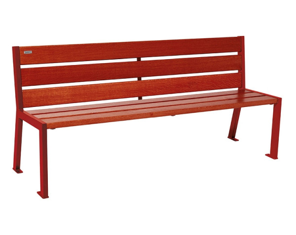 Procity Sitzbank Silaos 6 Holzlatten, 1800 mm, Ohne Armlehne, Holz & Stahl, Mahagoni/RAL 3004, 209602.3004.ACAJ