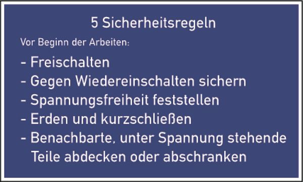Schilder Klar Aushang 5 Sicherheitsregeln, deutsch, 200x120 mm Folie selbstklebend, 7905/61