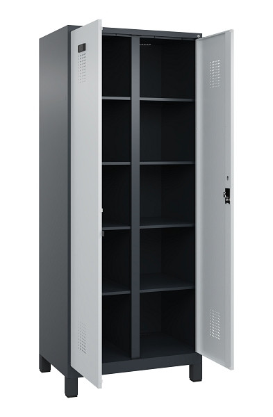 C+P Wäsche-Spind Evolo PLUS, mit Füßen, 2 Abteile, 1950x800x500mm, 7016/7035, Verschluss Zylinderschloss, 049012-22B S10044