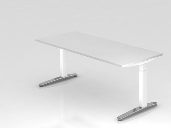 Hammerbacher Schreibtisch C-Fuß 180x80cm Weiß/Weiß, poliert, Rechteckform, VXB19/W/WC