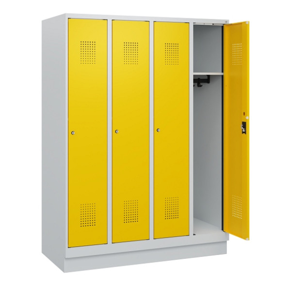 C+P Spind Evolo PLUS, Sockel, 4 Abteile, 1630x1200x500mm, 7035/1023, Zylinderschloss, 0490205-40 S10020