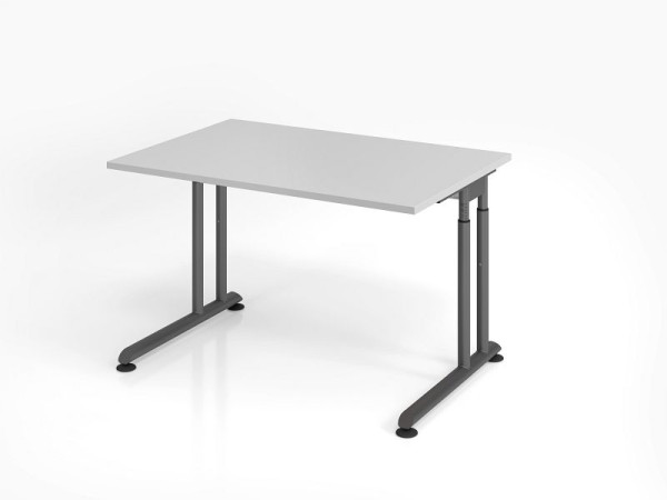 Hammerbacher Schreibtisch ZS12, 120 x 80 cm, Platte: Grau, 25 mm dick, ABS-Dickkante, Rechteckform, Graphit, VZS12/5/G