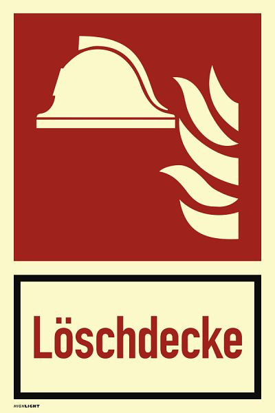 Moedel Löschdecke ISO 7010, Kombischild, Kunststoff, nachleuchtend, 160-mcd, 200x300 mm, 58159