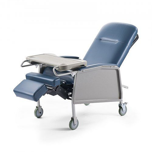 VEVOR Medizinischer Liegestuhl, 3 Liegepositionen, 4 Räder, gepolsterter Sitz, abnehmbares Tablett, ideal für Pflegeeinrichtungen, LNTYLNTYSDDJ1KM15001V0