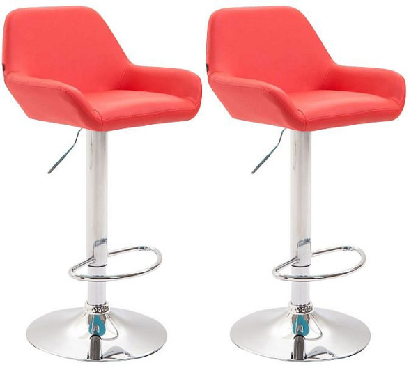 CLP Barhocker Braga Kunstleder chrom, rot, VE: 2 Stück, 316078