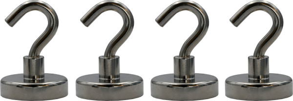 Kunzer Magnethakensatz Edelstahl mit drehbaren Haken (Satz mit 4 Stück), 800MAG-Hakensatz