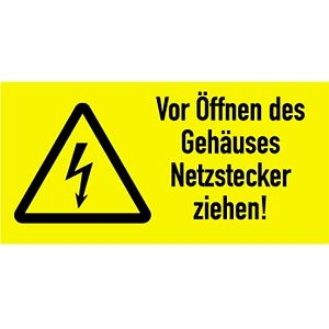 Moedel Vor Öffnen des Gehäuses Netzstecker ziehen!, Kombischild, Folie, 74x37 mm, 57960