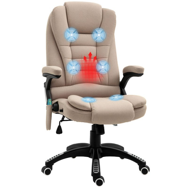 Vinsetto Massagesessel mit Wärmefunktion, Ergonomischer Schreibtischstuhl, höhenvestellbar, 68L x 72B x 110-120 cm, Braun, 921-171V90BN