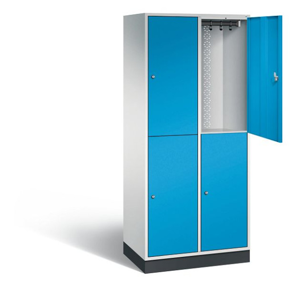 C+P Spind doppelstöckig XL Intro, H1950xB820xT490mm, Farbe: Lichtgrau / Lichtblau, 8270-202 S10013