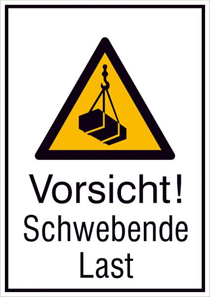 SafetyMarking Warn-Kombischild, Vorsicht! Schwebende Last, BxH 26,2x37,1 cm, Aluminium, 11.A8047