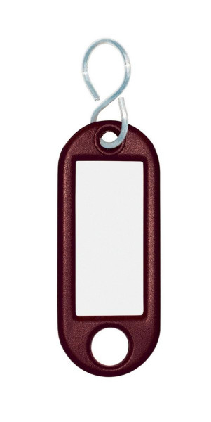 Eichner Schlüsselanhänger aus Kunststoff mit S-Haken, inkl. Beschriftungsetikett, Farbe: Braun, VE: 1 Pack à 100 Stück, 9219-01384-160