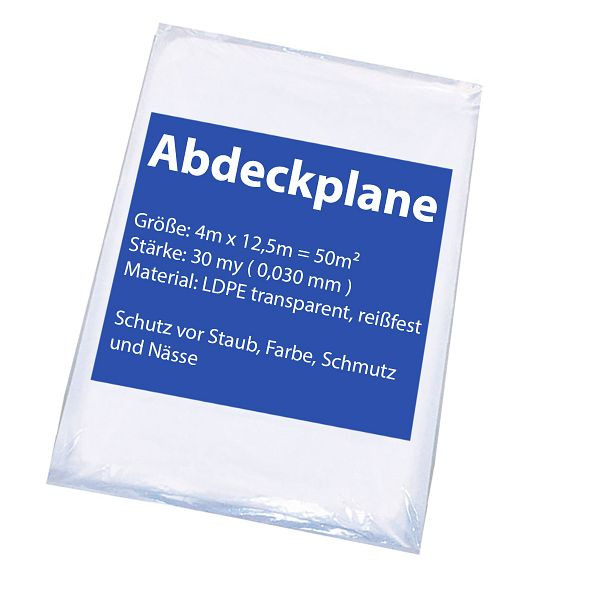 VaGo-Tools Malerplane Abdeckfolie 4x12,5m 30my, VE: 5 Stück, 404-125-30x5_vx