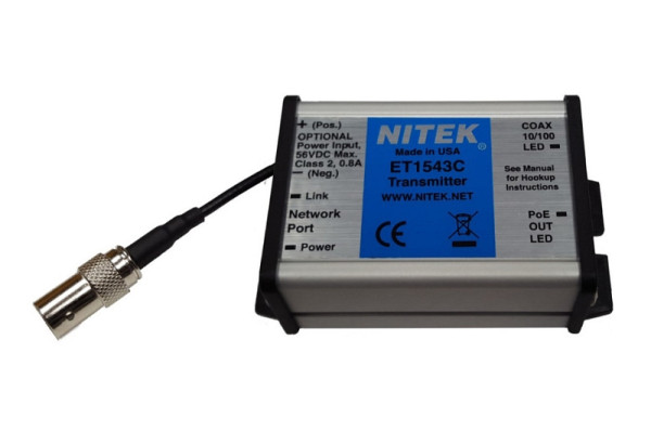 Nitek Ethernet, PoE Extender, Koax, 1 Port, Erweiterung um 500m, ohne ext. Netzgeräteanschluss, ET1543C