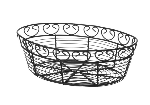 Hendi Drahtkorb Deco, oval, schwarz, dekorativer Rand, 425879