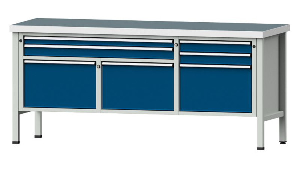 ANKE Werkbänke Kastenwerkbank, Modell 281 V, 2000 x 700 x 900 mm, RAL 7035/5010, UBP 50 mm, 304.527
