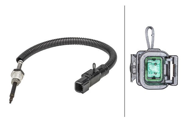 HELLA Sensor, Abgastemperatur, 2-polig, geschraubt, Kabel: 230mm, 6PT 358 181-351