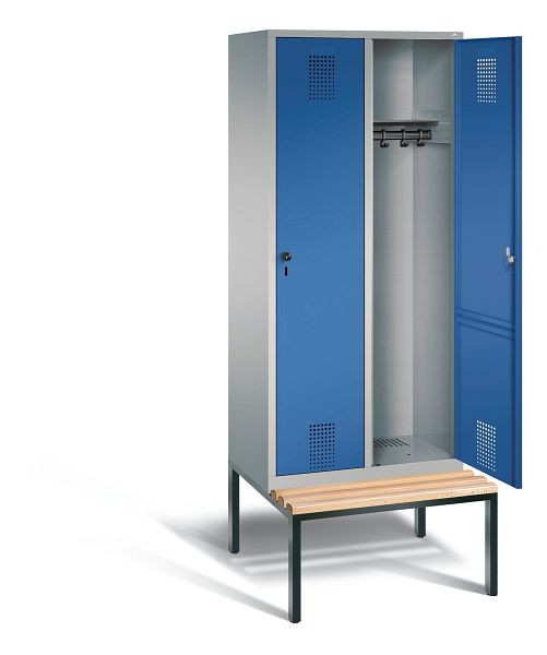 C+P Garderobenschrank Evolo, H2090xB810xT815mm, Farbe: Weißaluminium / Enzianblau, 48050-22 S10362