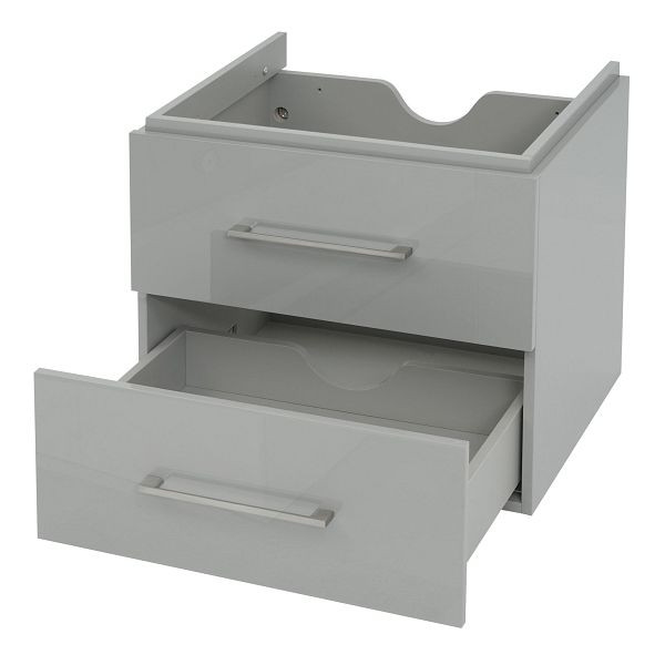 Mendler Premium Waschbeckenunterschrank HWC-D16, Waschtischunterschrank Waschtisch Badmöbel, hochglanz 60cm, grau, 62263