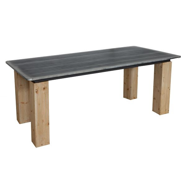 Mendler Esstisch HWC-L76, Tisch Esszimmertisch, Industrial Massiv-Holz MVG 200x100cm, natur mit Metall-Optik, 117588+117589