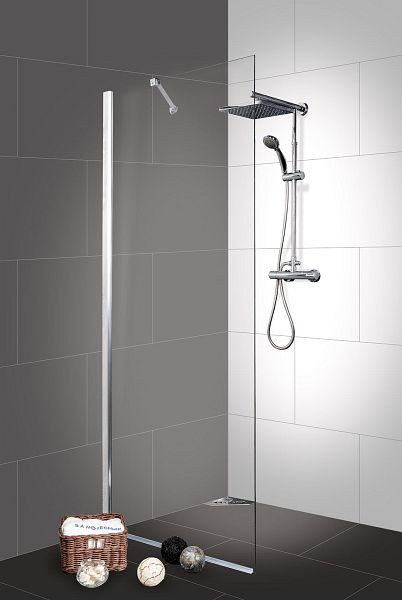 Sanotechnik Glasfixteil für Duschkabine, SANOFLEX chrom 75-77x195cm (D1180), MF80